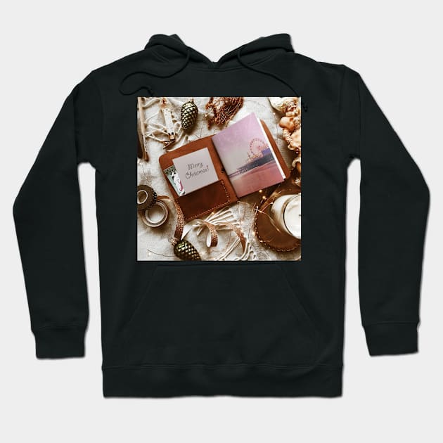 Merry Christmas Santa Monica Pier Hoodie by Christine aka stine1